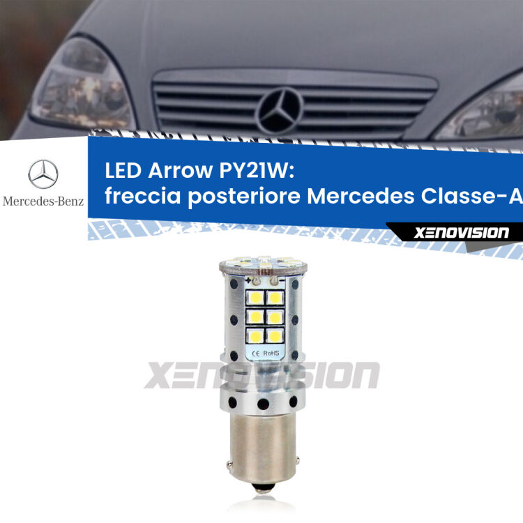 0 Freccia posteriore LED Mercedes Classe-A W168 faro bianco: PY21W Arrow <strong>Freccia posteriore LED no-spie per Mercedes Classe-A</strong> W168 faro bianco. Lampada <strong>PY21W</strong> modello top di gamma Arrow.