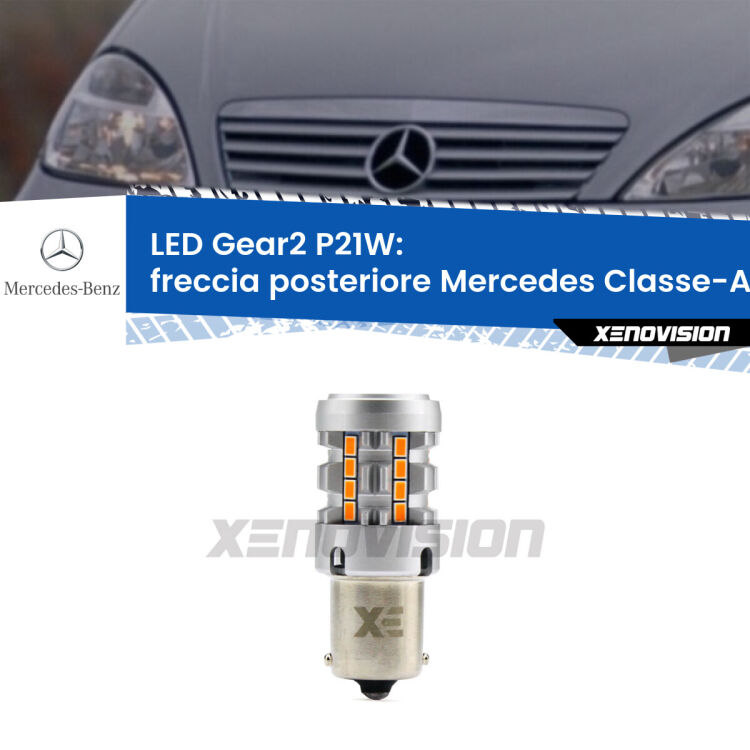 0 Freccia posteriore LED Mercedes Classe-A W168 faro giallo: P21W Gear2 FINE SERIE: NO GARANZIA FINE SERIE: NO GARANZIA <strong>Freccia posteriore LED no-spie per Mercedes Classe-A</strong> W168 faro giallo. Lampada <strong>P21W</strong> modello Gear2 no Hyperflash.