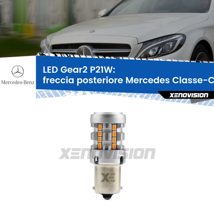 <strong>Freccia posteriore LED no-spie per Mercedes Classe-C</strong> W205 2013 - 2018. Lampada <strong>P21W</strong> modello Gear2 no Hyperflash.