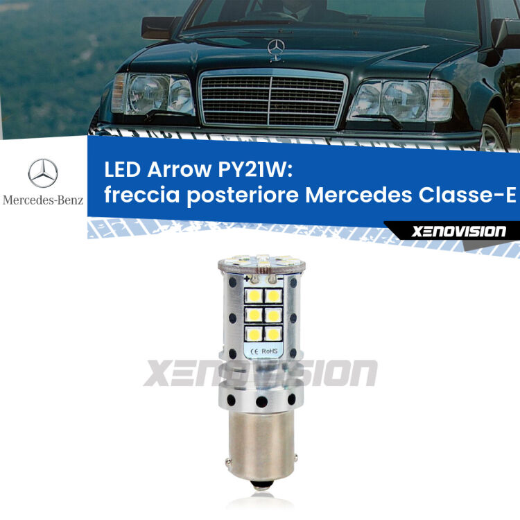 0 Freccia posteriore LED Mercedes Classe-E W124 faro bianco: PY21W Arrow <strong>Freccia posteriore LED no-spie per Mercedes Classe-E</strong> W124 faro bianco. Lampada <strong>PY21W</strong> modello top di gamma Arrow.