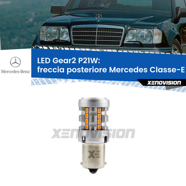 Freccia posteriore LED Mercedes Classe-E W124 faro giallo: P21W Gear2 FINE SERIE: NO GARANZIA FINE SERIE: NO GARANZIA <strong>Freccia posteriore LED no-spie per Mercedes Classe-E</strong> W124 faro giallo. Lampada <strong>P21W</strong> modello Gear2 no Hyperflash.