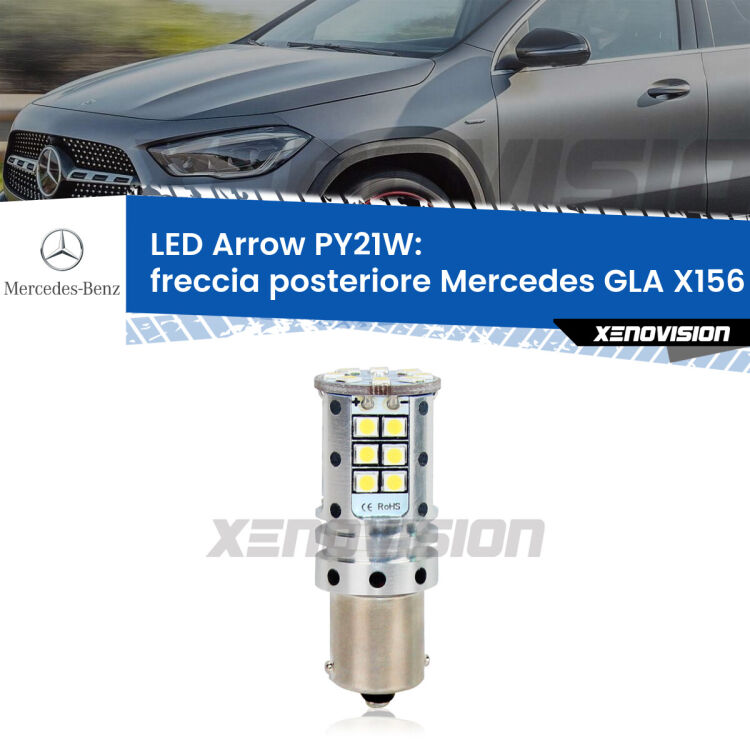 <strong>Freccia posteriore LED no-spie per Mercedes GLA</strong> X156 2013 in poi. Lampada <strong>PY21W</strong> modello top di gamma Arrow.