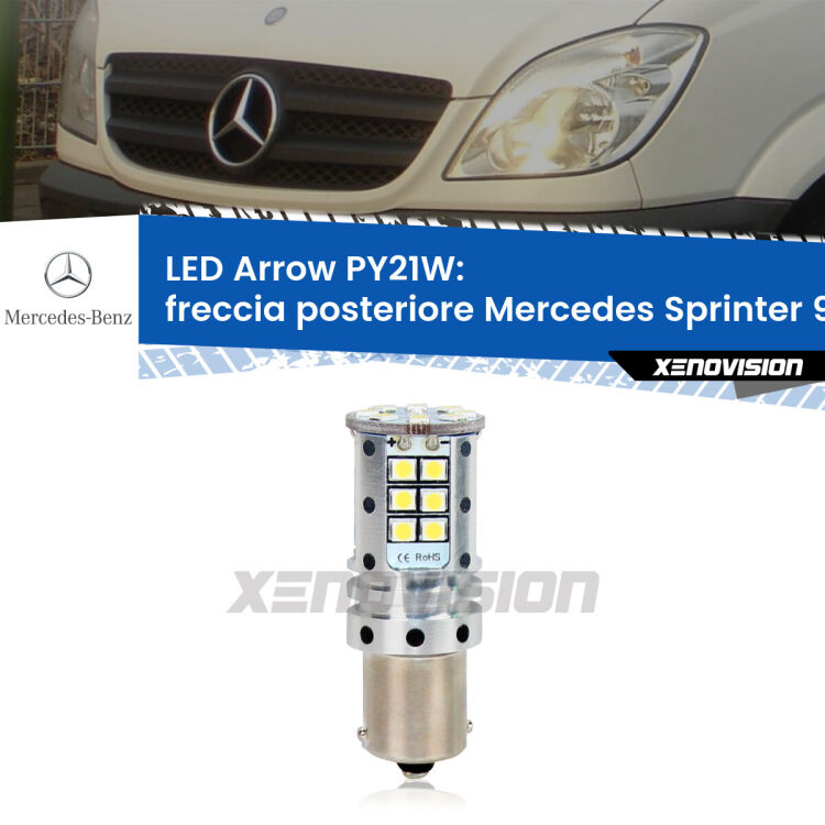 <strong>Freccia posteriore LED no-spie per Mercedes Sprinter</strong> 906 2006 - 2018. Lampada <strong>PY21W</strong> modello top di gamma Arrow.