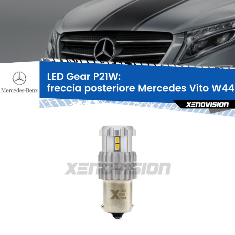 <strong>LED P21W per </strong><strong>Freccia posteriore Mercedes Vito (W447) 2014 in poi</strong><strong>. </strong>Richiede resistenze per eliminare lampeggio rapido, 3x più luce, compatta. Top Quality.

<strong>Freccia posteriore LED per Mercedes Vito</strong> W447 2014 in poi. Lampada <strong>P21W</strong>. Usa delle resistenze per eliminare lampeggio rapido.