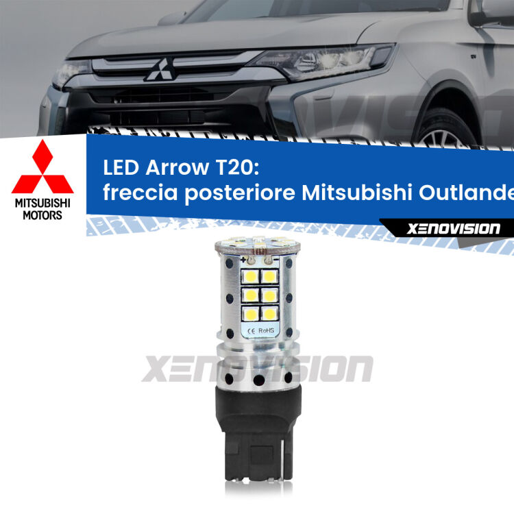 <strong>Freccia posteriore LED no-spie per Mitsubishi Outlander II</strong> CW 2006 - 2012. Lampada <strong>T20</strong> no Hyperflash modello Arrow.