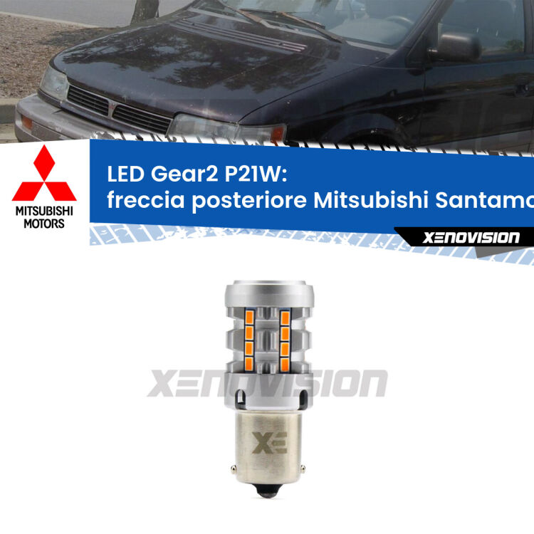 <strong>Freccia posteriore LED no-spie per Mitsubishi Santamo</strong>  1999 - 2004. Lampada <strong>P21W</strong> modello Gear2 no Hyperflash.