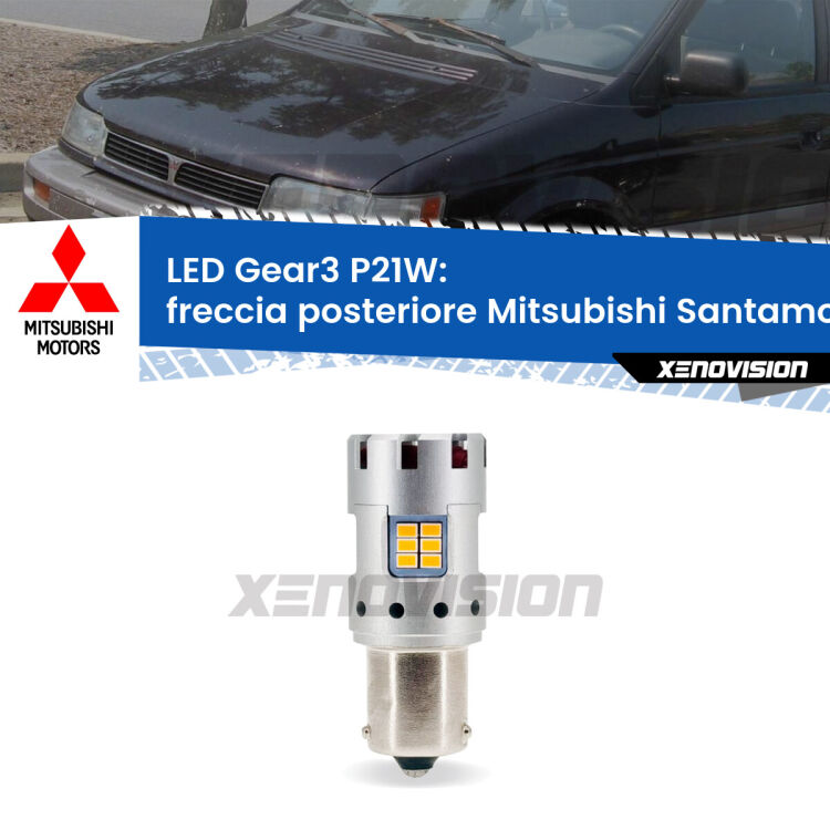 <strong>Freccia posteriore LED no-spie per Mitsubishi Santamo</strong>  1999 - 2004. Lampada <strong>P21W</strong> modello Gear3 no Hyperflash, raffreddata a ventola.