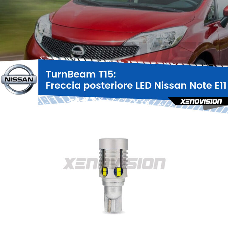 <strong>LED freccia posteriore Nissan Note </strong>E11. Una lampada LED T15 per Frecce, ottima resa in ogni direzione, Qualità Massima.