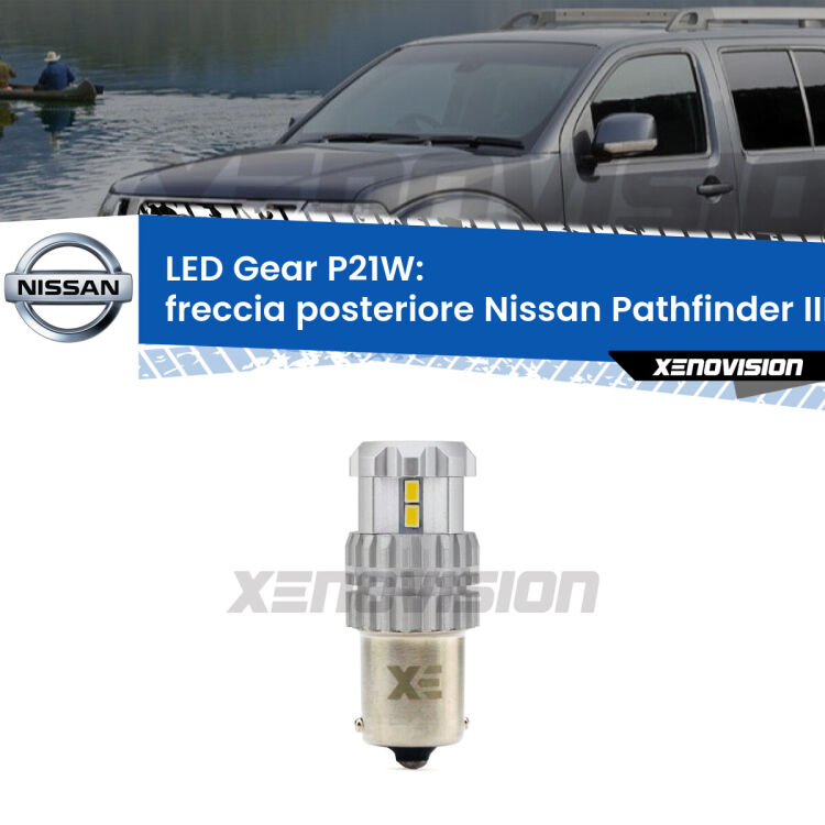 <strong>LED P21W per </strong><strong>Freccia posteriore Nissan Pathfinder III (R51) 2005 - 2011</strong><strong>. </strong>Richiede resistenze per eliminare lampeggio rapido, 3x più luce, compatta. Top Quality.

<strong>Freccia posteriore LED per Nissan Pathfinder III</strong> R51 2005 - 2011. Lampada <strong>P21W</strong>. Usa delle resistenze per eliminare lampeggio rapido.