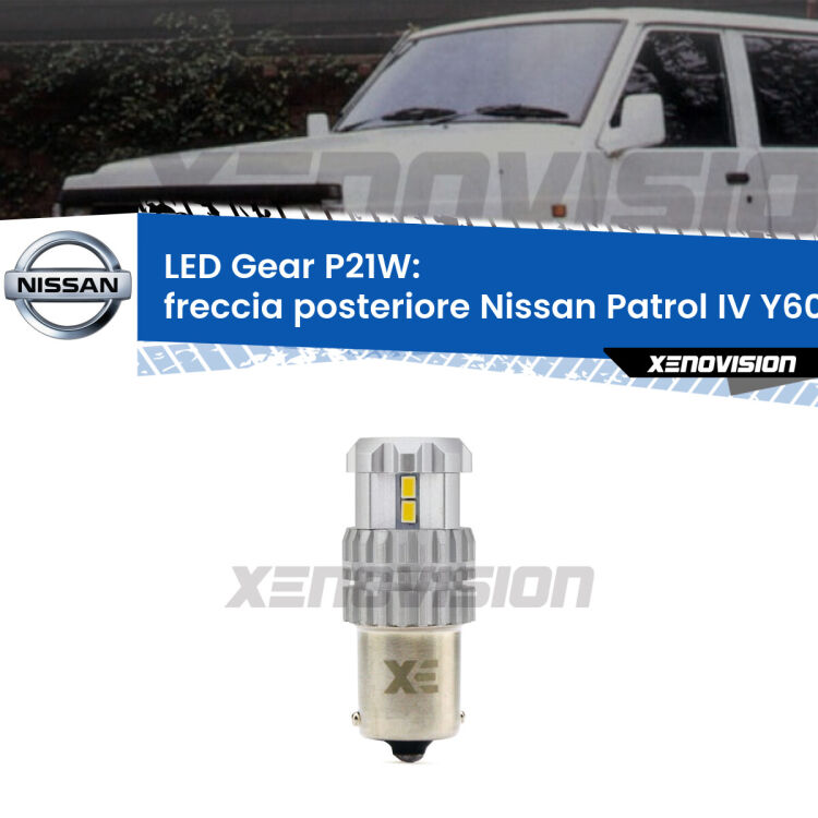 <strong>LED P21W per </strong><strong>Freccia posteriore Nissan Patrol IV (Y60) 1988 - 1997</strong><strong>. </strong>Richiede resistenze per eliminare lampeggio rapido, 3x più luce, compatta. Top Quality.

<strong>Freccia posteriore LED per Nissan Patrol IV</strong> Y60 1988 - 1997. Lampada <strong>P21W</strong>. Usa delle resistenze per eliminare lampeggio rapido.