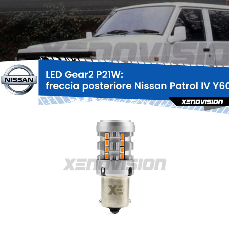 <strong>Freccia posteriore LED no-spie per Nissan Patrol IV</strong> Y60 1988 - 1997. Lampada <strong>P21W</strong> modello Gear2 no Hyperflash.