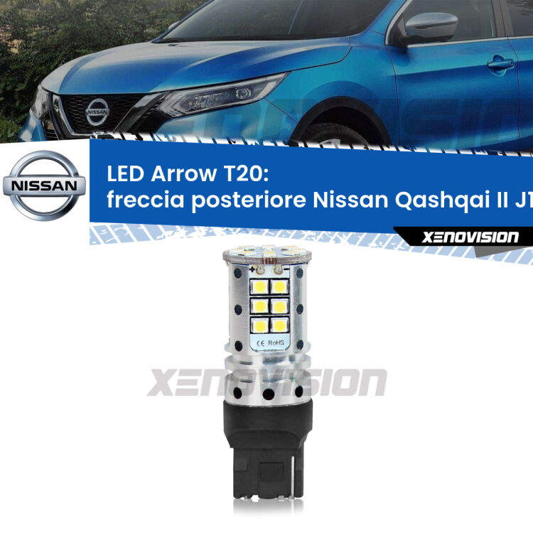 <strong>Freccia posteriore LED no-spie per Nissan Qashqai II</strong> J11 2014 in poi. Lampada <strong>T20</strong> no Hyperflash modello Arrow.