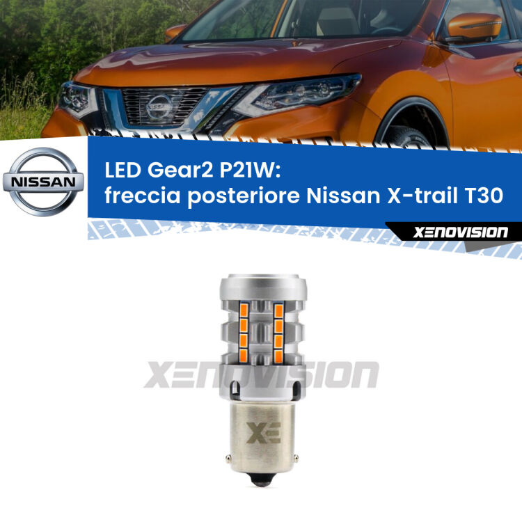 <strong>Freccia posteriore LED no-spie per Nissan X-trail</strong> T30 2001 - 2007. Lampada <strong>P21W</strong> modello Gear2 no Hyperflash.
