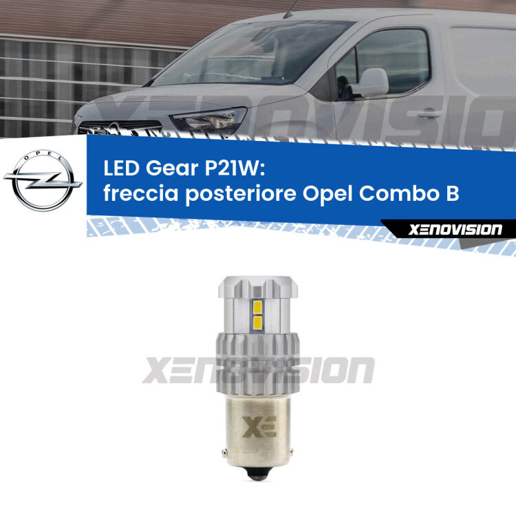 <strong>LED P21W per </strong><strong>Freccia posteriore Opel Combo B  1994 - 2001</strong><strong>. </strong>Richiede resistenze per eliminare lampeggio rapido, 3x più luce, compatta. Top Quality.

<strong>Freccia posteriore LED per Opel Combo B</strong>  1994 - 2001. Lampada <strong>P21W</strong>. Usa delle resistenze per eliminare lampeggio rapido.