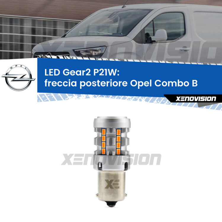 0 Freccia posteriore LED Opel Combo B  1994 - 2001: P21W Gear2 FINE SERIE: NO GARANZIA FINE SERIE: NO GARANZIA <strong>Freccia posteriore LED no-spie per Opel Combo B</strong>  1994 - 2001. Lampada <strong>P21W</strong> modello Gear2 no Hyperflash.