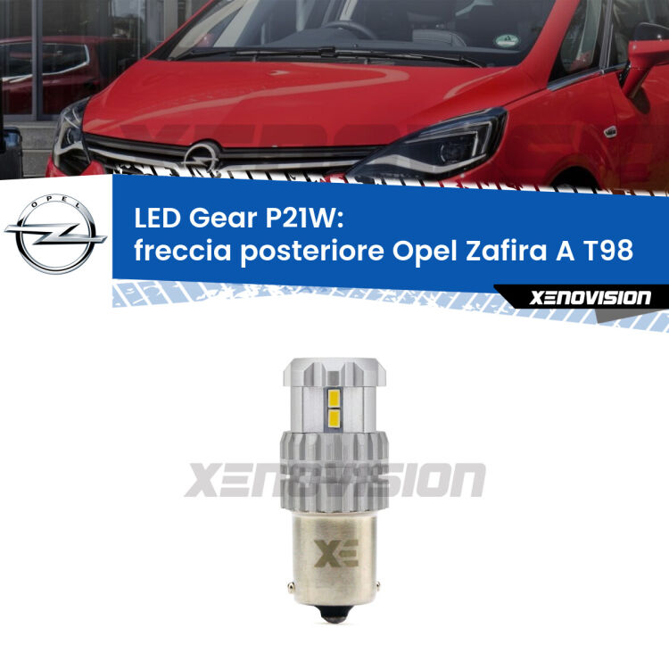 <strong>LED P21W per </strong><strong>Freccia posteriore Opel Zafira A (T98) 1999 - 2005</strong><strong>. </strong>Richiede resistenze per eliminare lampeggio rapido, 3x più luce, compatta. Top Quality.

<strong>Freccia posteriore LED per Opel Zafira A</strong> T98 1999 - 2005. Lampada <strong>P21W</strong>. Usa delle resistenze per eliminare lampeggio rapido.