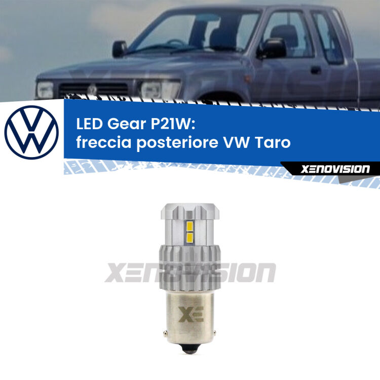 <strong>LED P21W per </strong><strong>Freccia posteriore VW Taro  1989 - 1997</strong><strong>. </strong>Richiede resistenze per eliminare lampeggio rapido, 3x più luce, compatta. Top Quality.

<strong>Freccia posteriore LED per VW Taro</strong>  1989 - 1997. Lampada <strong>P21W</strong>. Usa delle resistenze per eliminare lampeggio rapido.