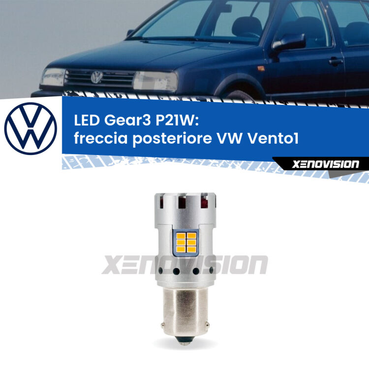 <strong>Freccia posteriore LED no-spie per VW Vento1</strong>  1991 - 1998. Lampada <strong>P21W</strong> modello Gear3 no Hyperflash, raffreddata a ventola.