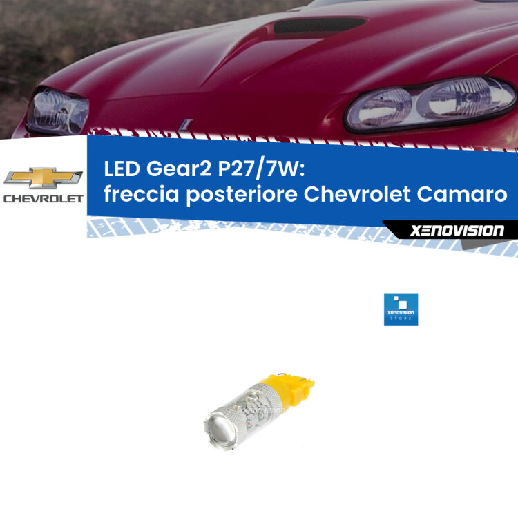 <strong>Freccia posteriore LED per Chevrolet Camaro</strong>  1998 - 2002. Lampada <strong>P27/7W</strong> non canbus.