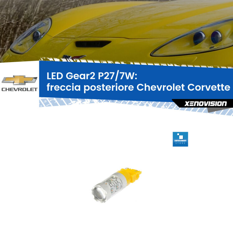<strong>Freccia posteriore LED per Chevrolet Corvette</strong> C6 2005 - 2013. Lampada <strong>P27/7W</strong> non canbus.
