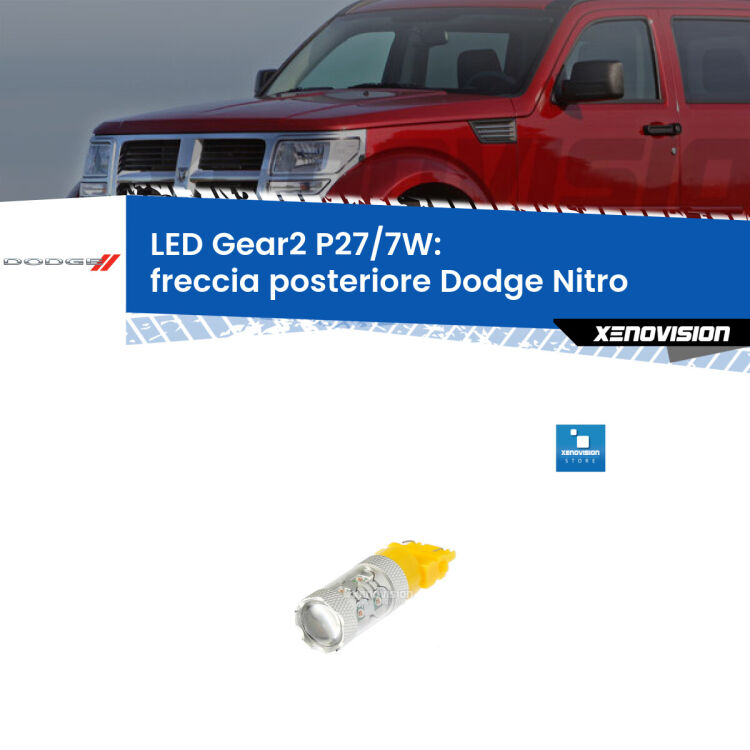 <strong>Freccia posteriore LED per Dodge Nitro</strong>  2006 - 2012. Lampada <strong>P27/7W</strong> non canbus.