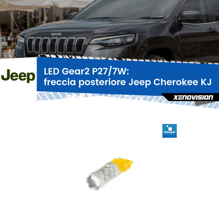 <strong>Freccia posteriore LED per Jeep Cherokee</strong> KJ 2002 - 2007. Lampada <strong>P27/7W</strong> non canbus.