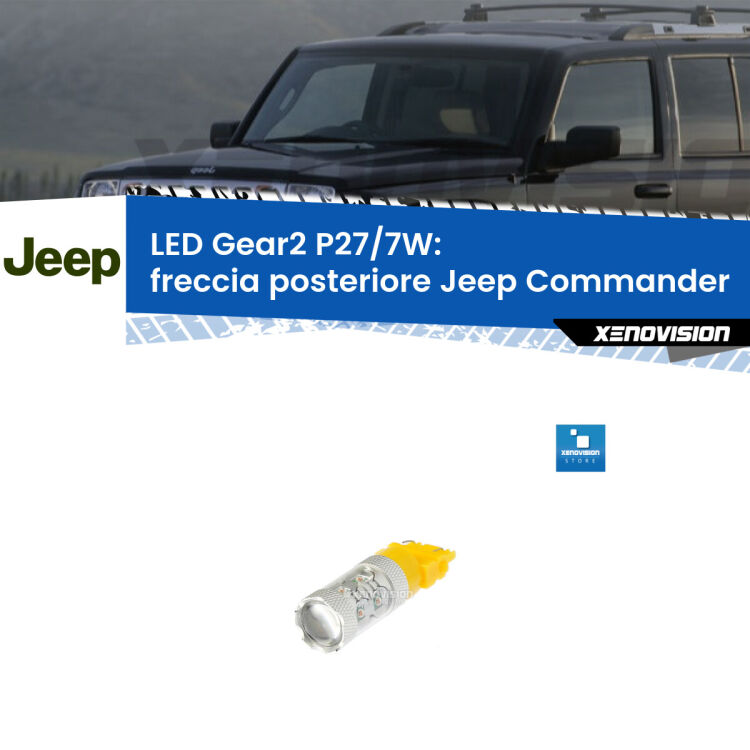 <strong>Freccia posteriore LED per Jeep Commander</strong>  2005 - 2010. Lampada <strong>P27/7W</strong> non canbus.