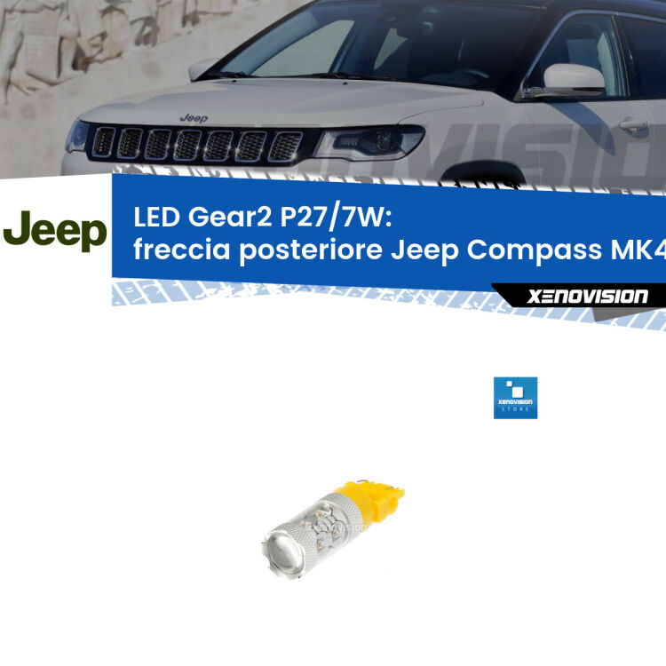 <strong>Freccia posteriore LED per Jeep Compass</strong> MK49 2006 - 2010. Lampada <strong>P27/7W</strong> non canbus.