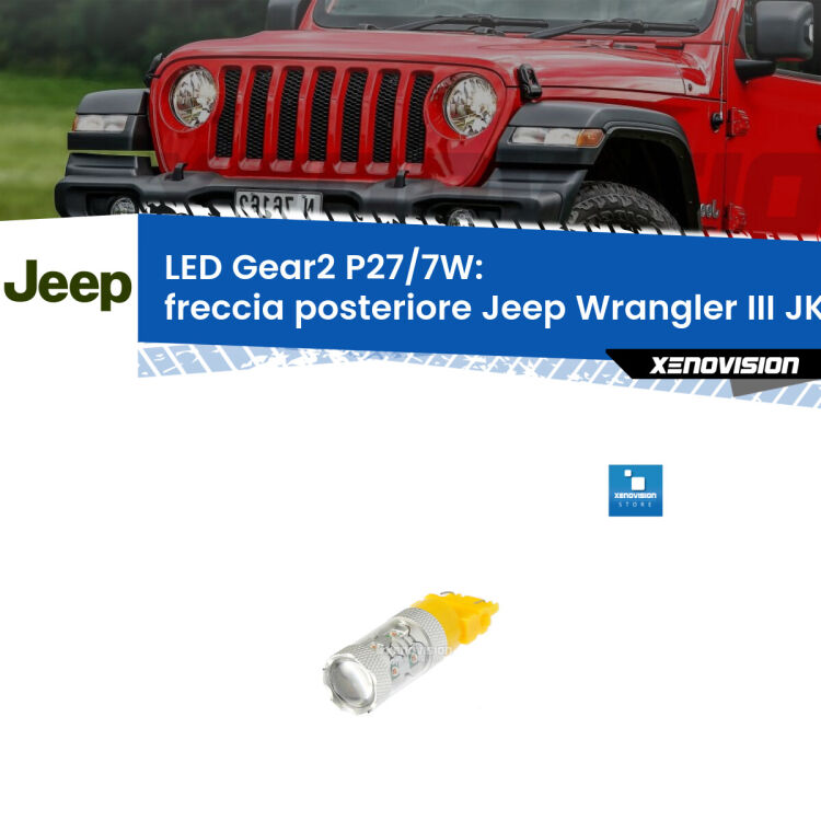 <strong>Freccia posteriore LED per Jeep Wrangler III</strong> JK 2006 - 2016. Lampada <strong>P27/7W</strong> non canbus.