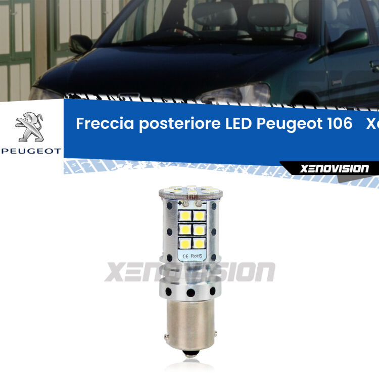 0 Freccia posteriore LED Peugeot 106 : Xenovision Arrow P21W <strong>LED </strong><strong>P21W</strong><strong> p</strong><strong><strong>e</strong>r freccia posteriore Peugeot 106 </strong>. 8x volte più luce, No Hyperflash, dimensioni compatte. Qualità Massima.