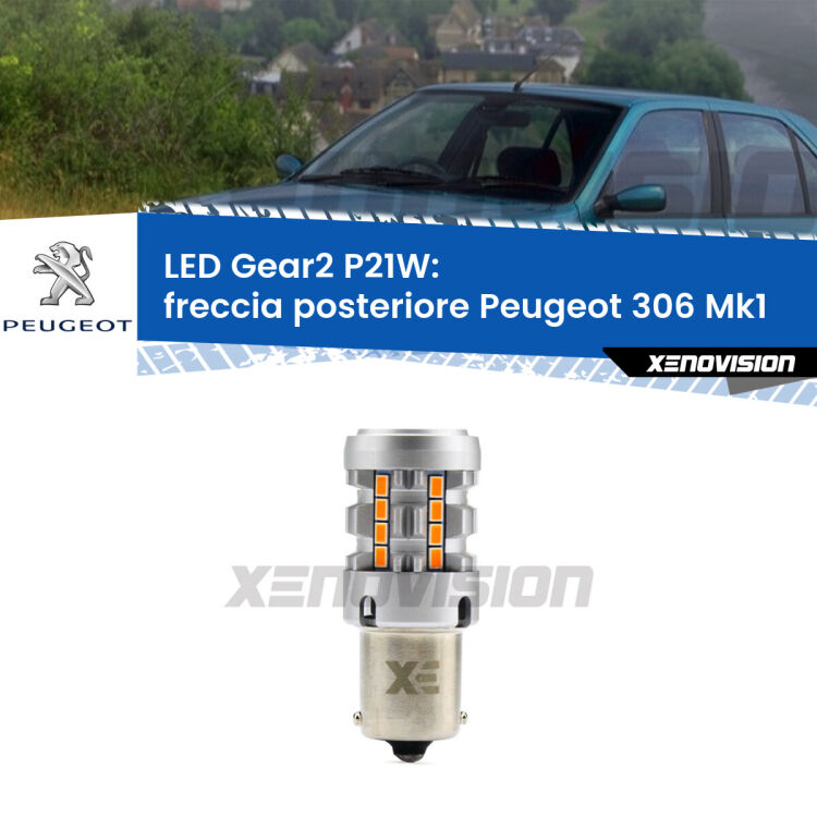 0 Freccia posteriore LED Peugeot 306 Mk1 1993 - 2001: P21W Gear2 FINE SERIE: NO GARANZIA FINE SERIE: NO GARANZIA <strong>Freccia posteriore LED no-spie per Peugeot 306</strong> Mk1 1993 - 2001. Lampada <strong>P21W</strong> modello Gear2 no Hyperflash.