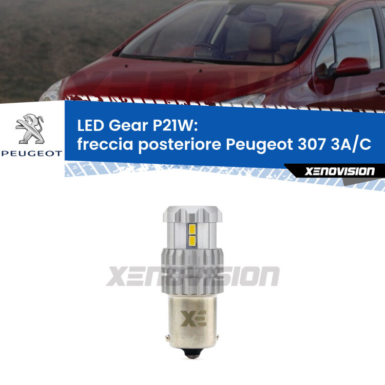 <strong>LED P21W per </strong><strong>Freccia posteriore Peugeot 307 (3A/C) 2000 - 2009</strong><strong>. </strong>Richiede resistenze per eliminare lampeggio rapido, 3x più luce, compatta. Top Quality.

<strong>Freccia posteriore LED per Peugeot 307</strong> 3A/C 2000 - 2009. Lampada <strong>P21W</strong>. Usa delle resistenze per eliminare lampeggio rapido.