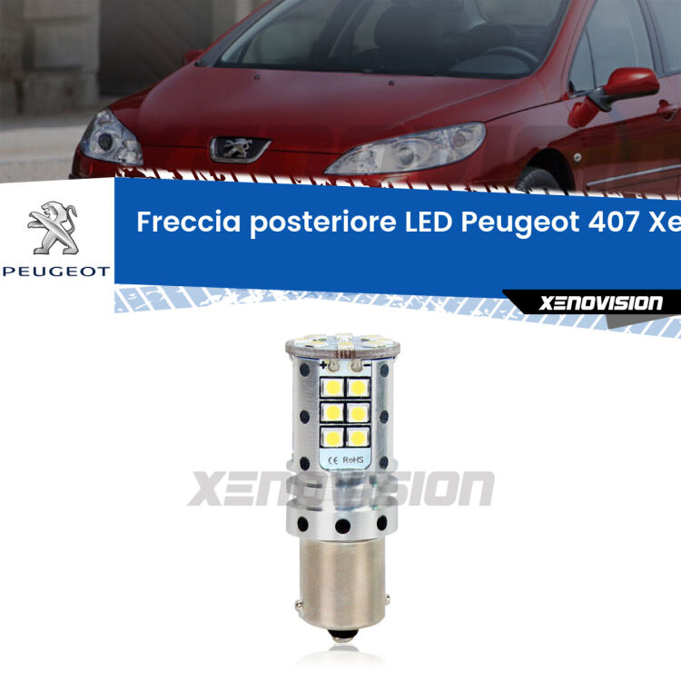 0 Freccia posteriore LED Peugeot 407: Xenovision Arrow P21W <strong>LED </strong><strong>P21W</strong><strong> p</strong><strong><strong>e</strong>r freccia posteriore Peugeot 407</strong>. 8x volte più luce, No Hyperflash, dimensioni compatte. Qualità Massima.