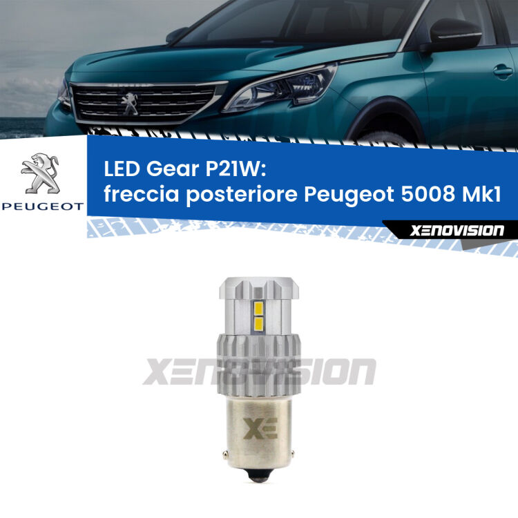 <strong>LED P21W per </strong><strong>Freccia posteriore Peugeot 5008 (Mk1) 2009 - 2016</strong><strong>. </strong>Richiede resistenze per eliminare lampeggio rapido, 3x più luce, compatta. Top Quality.

<strong>Freccia posteriore LED per Peugeot 5008</strong> Mk1 2009 - 2016. Lampada <strong>P21W</strong>. Usa delle resistenze per eliminare lampeggio rapido.