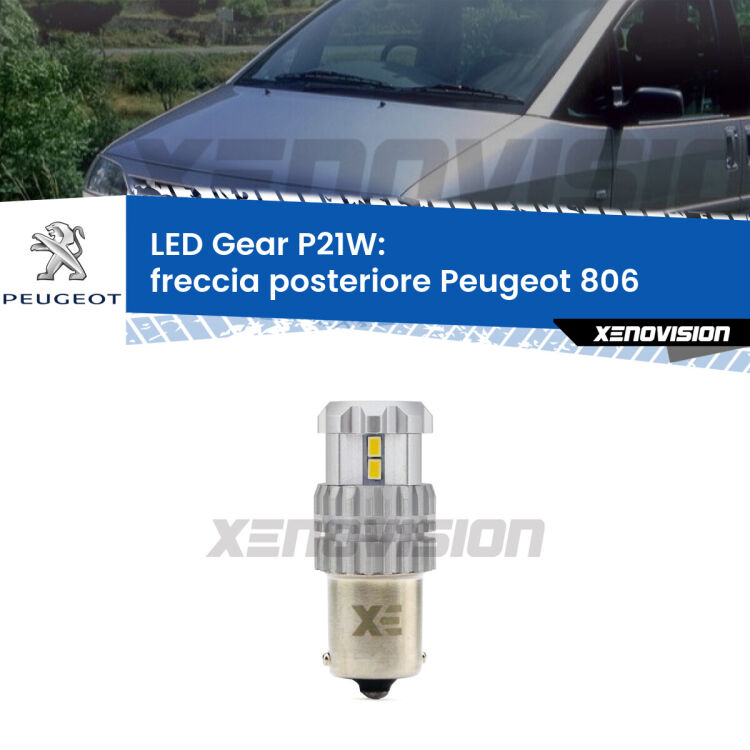 <strong>LED P21W per </strong><strong>Freccia posteriore Peugeot 806  1994 - 2002</strong><strong>. </strong>Richiede resistenze per eliminare lampeggio rapido, 3x più luce, compatta. Top Quality.

<strong>Freccia posteriore LED per Peugeot 806</strong>  1994 - 2002. Lampada <strong>P21W</strong>. Usa delle resistenze per eliminare lampeggio rapido.