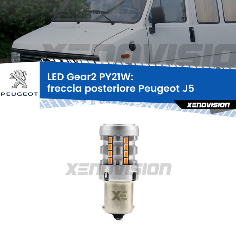 <strong>Freccia posteriore LED no-spie per Peugeot J5</strong>  1990 - 1994. Lampada <strong>PY21W</strong> modello Gear2 no Hyperflash.