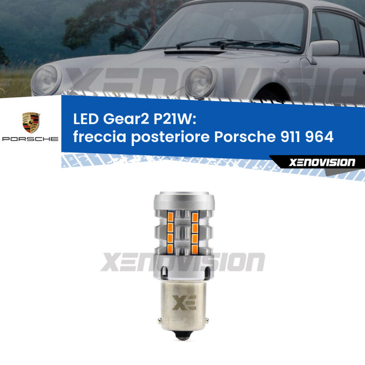 0 Freccia posteriore LED Porsche 911 964 1988 - 1993: P21W Gear2 FINE SERIE: NO GARANZIA FINE SERIE: NO GARANZIA <strong>Freccia posteriore LED no-spie per Porsche 911</strong> 964 1988 - 1993. Lampada <strong>P21W</strong> modello Gear2 no Hyperflash.