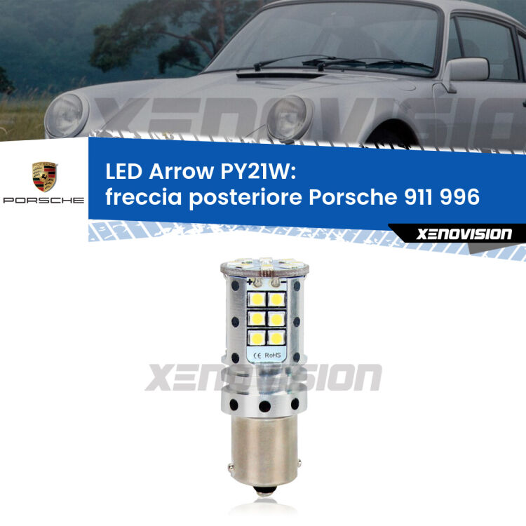 <strong>Freccia posteriore LED no-spie per Porsche 911</strong> 996 1997 - 2005. Lampada <strong>PY21W</strong> modello top di gamma Arrow.