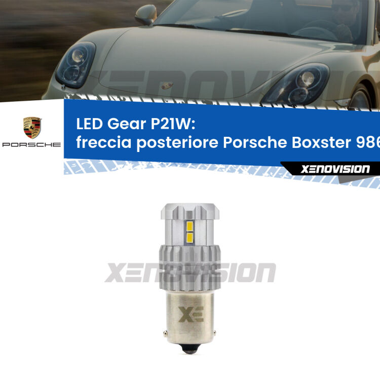 <strong>LED P21W per </strong><strong>Freccia posteriore Porsche Boxster (986) 1996 - 2004</strong><strong>. </strong>Richiede resistenze per eliminare lampeggio rapido, 3x più luce, compatta. Top Quality.

<strong>Freccia posteriore LED per Porsche Boxster</strong> 986 1996 - 2004. Lampada <strong>P21W</strong>. Usa delle resistenze per eliminare lampeggio rapido.