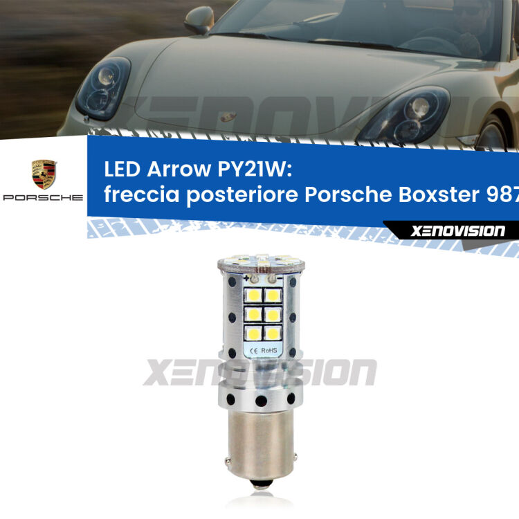0 Freccia posteriore LED Porsche Boxster 987 2004 - 2008: PY21W Arrow <strong>Freccia posteriore LED no-spie per Porsche Boxster</strong> 987 2004 - 2008. Lampada <strong>PY21W</strong> modello top di gamma Arrow.