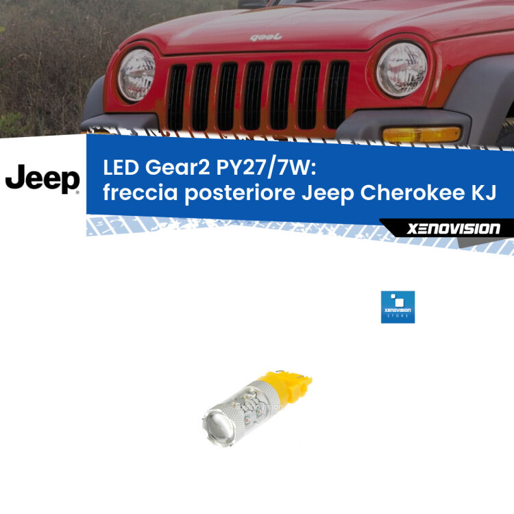 0 Freccia posteriore LED PY27/7W per Jeep Cherokee KJ 2002 - 2007 <strong>Freccia posteriore LED per Jeep Cherokee</strong> KJ 2002 - 2007. Lampada <strong>PY27/7W</strong> non canbus.