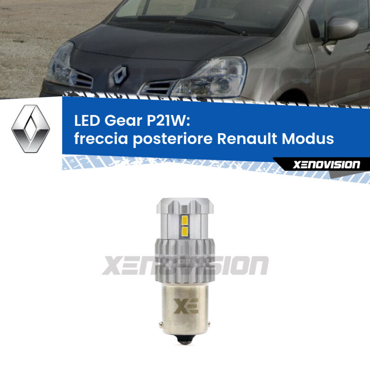 <strong>LED P21W per </strong><strong>Freccia posteriore Renault Modus  2004 - 2012</strong><strong>. </strong>Richiede resistenze per eliminare lampeggio rapido, 3x più luce, compatta. Top Quality.

<strong>Freccia posteriore LED per Renault Modus</strong>  2004 - 2012. Lampada <strong>P21W</strong>. Usa delle resistenze per eliminare lampeggio rapido.