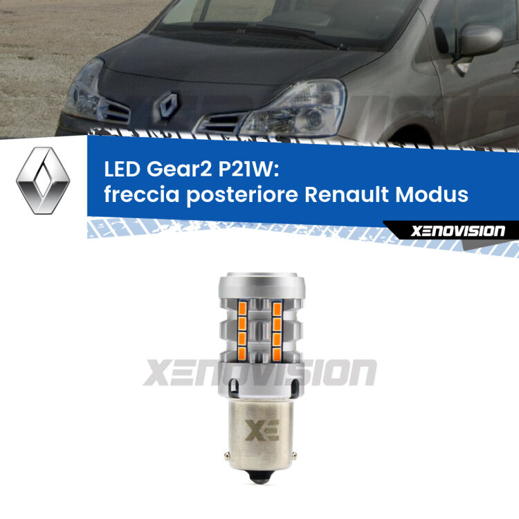 <strong>Freccia posteriore LED no-spie per Renault Modus</strong>  2004 - 2012. Lampada <strong>P21W</strong> modello Gear2 no Hyperflash.