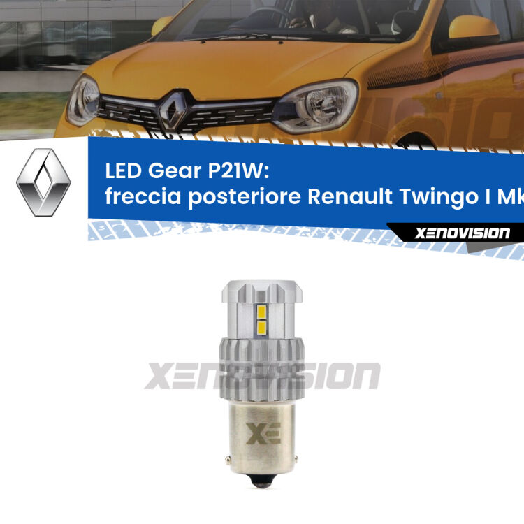 <strong>LED P21W per </strong><strong>Freccia posteriore Renault Twingo I (Mk1) faro giallo</strong><strong>. </strong>Richiede resistenze per eliminare lampeggio rapido, 3x più luce, compatta. Top Quality.

<strong>Freccia posteriore LED per Renault Twingo I</strong> Mk1 faro giallo. Lampada <strong>P21W</strong>. Usa delle resistenze per eliminare lampeggio rapido.