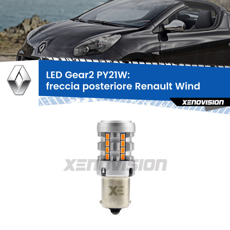 <strong>Freccia posteriore LED no-spie per Renault Wind</strong>  2010 - 2013. Lampada <strong>PY21W</strong> modello Gear2 no Hyperflash.