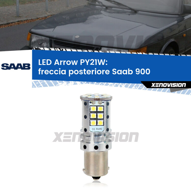 <strong>Freccia posteriore LED no-spie per Saab 900</strong>  1993 - 1998. Lampada <strong>PY21W</strong> modello top di gamma Arrow.
