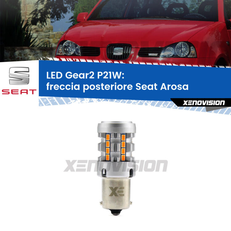 0 Freccia posteriore LED Seat Arosa 1997 - 2004: P21W Gear2 FINE SERIE: NO GARANZIA FINE SERIE: NO GARANZIA <strong>Freccia posteriore LED no-spie per Seat Arosa</strong> 1997 - 2004. Lampada <strong>P21W</strong> modello Gear2 no Hyperflash.
