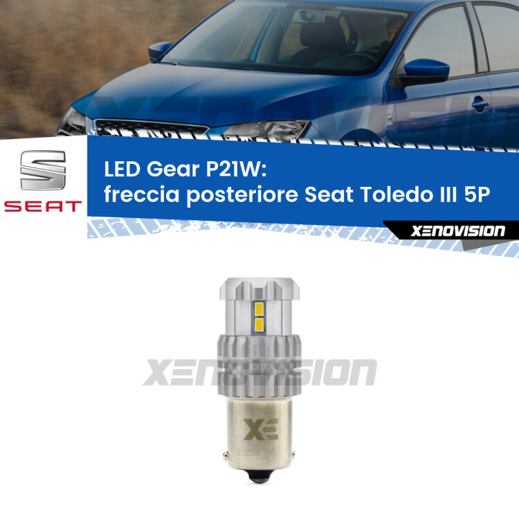 <strong>LED P21W per </strong><strong>Freccia posteriore Seat Toledo III (5P) 2004 - 2009</strong><strong>. </strong>Richiede resistenze per eliminare lampeggio rapido, 3x più luce, compatta. Top Quality.

<strong>Freccia posteriore LED per Seat Toledo III</strong> 5P 2004 - 2009. Lampada <strong>P21W</strong>. Usa delle resistenze per eliminare lampeggio rapido.