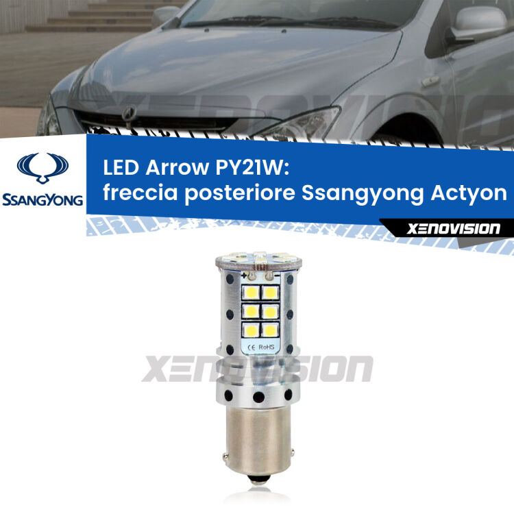 <strong>Freccia posteriore LED no-spie per Ssangyong Actyon</strong>  2006 - 2017. Lampada <strong>PY21W</strong> modello top di gamma Arrow.