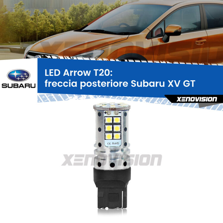 <strong>Freccia posteriore LED no-spie per Subaru XV</strong> GT 2017 - 2021. Lampada <strong>T20</strong> no Hyperflash modello Arrow.